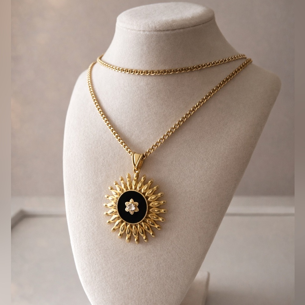 Vintage Pendant Jewelry, 2 Piece Set, Gold Tone, Statement Piece